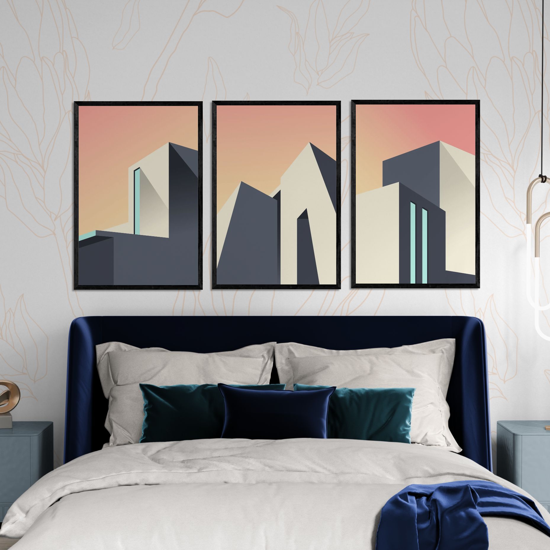 Decorative Minimalist Architecture (3 Panel) Abstract Wall Art