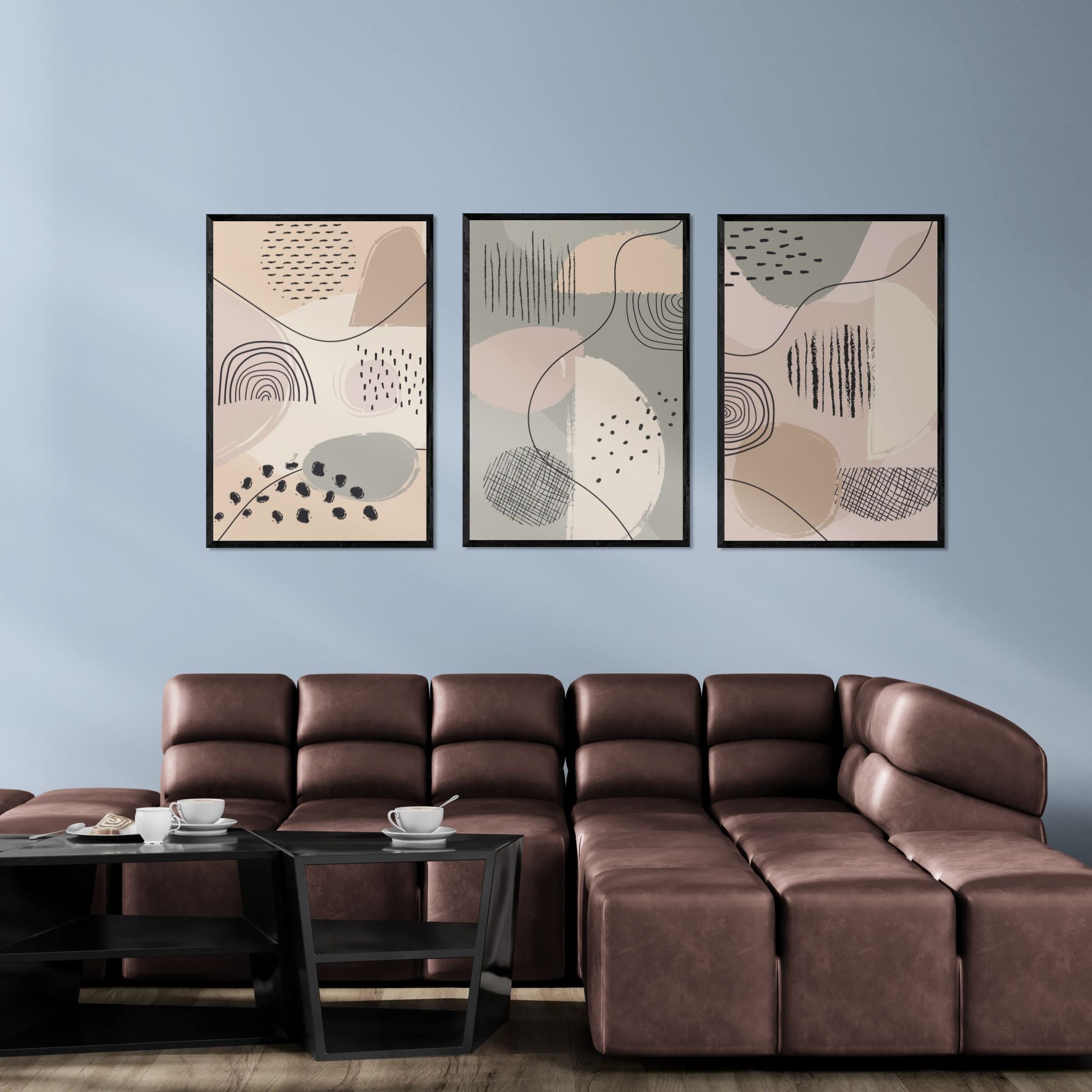Bohemian Geometric Poster (3 Panel) Abstract Wall Art