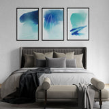 Watercolor Navy Blue (3 Panel) Abstract Wall Art