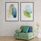 Abstract watercolor shapes (2 Panel) Abstract Wall Art