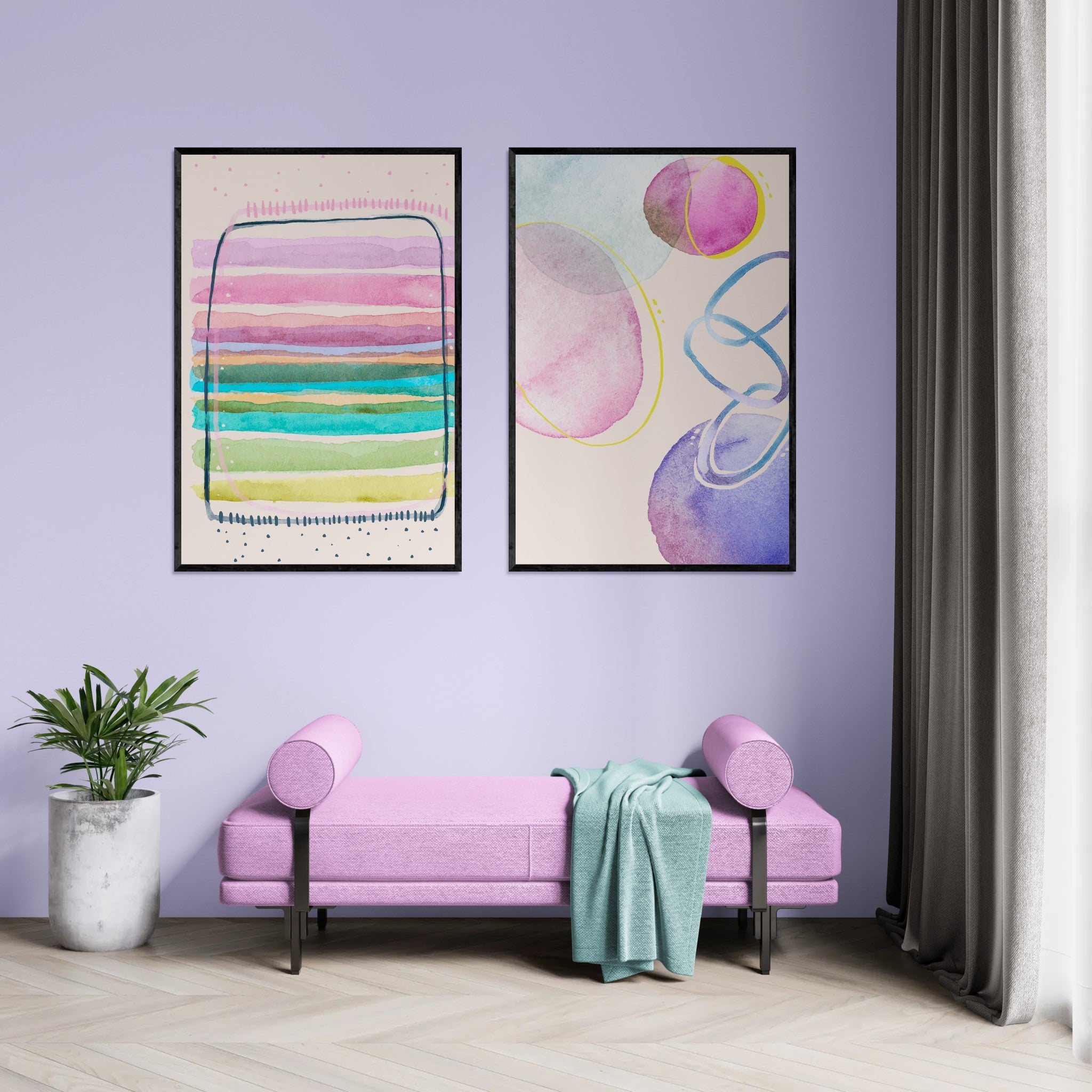 Abstract soft light watercolor (2 Panel) Abstract Wall Art
