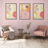 Pink & Gold Abstract (3 Panel) Abstract Wall Art