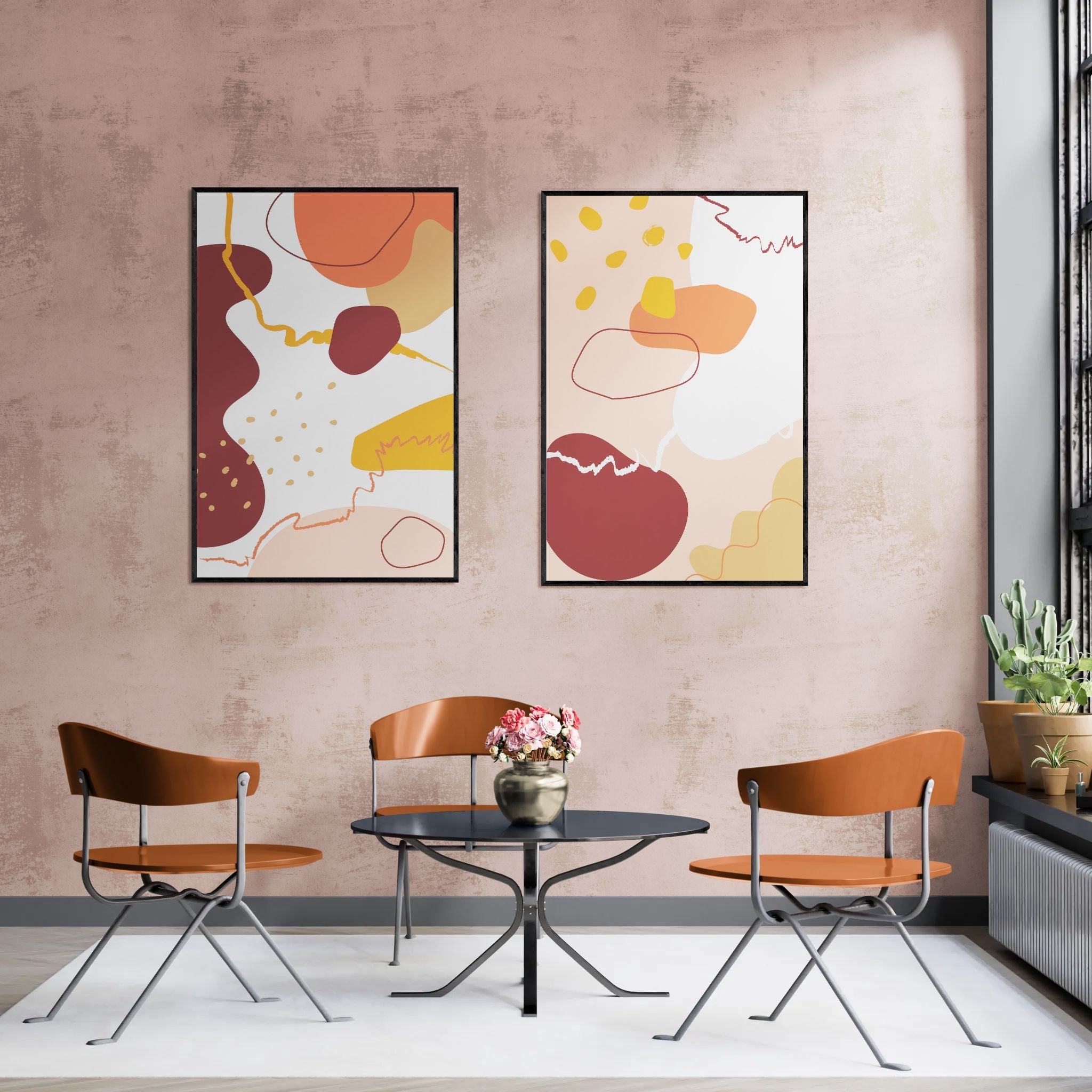 Abstract tropical leaves (2 Panel) Abstract Wall Art