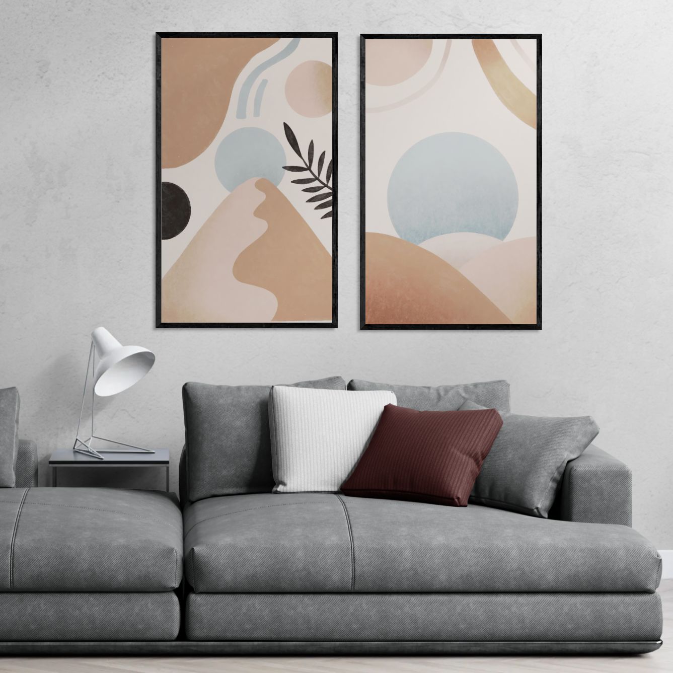Artistic Minimal Abstract (2 Panel) Abstract Wall Art