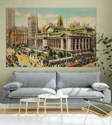 Vintage 1940s- Public Library (3 Panel-II) Digital Paintings Wall Art