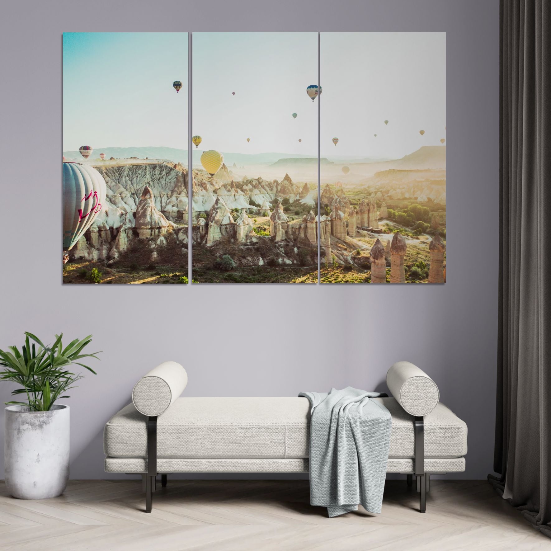 Turkey Hot air Balloons (3 Panel-II) Landscape Wall Art