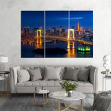 Bridge near metropolis (3 Panel-II) Landscape Wall Art