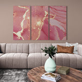 Magenta and gold marble abstract (3 Panel-II) Abstract Wall Art