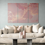 Light pink and gold marble abstract textures (3 Panel-II) abstract Wall Art