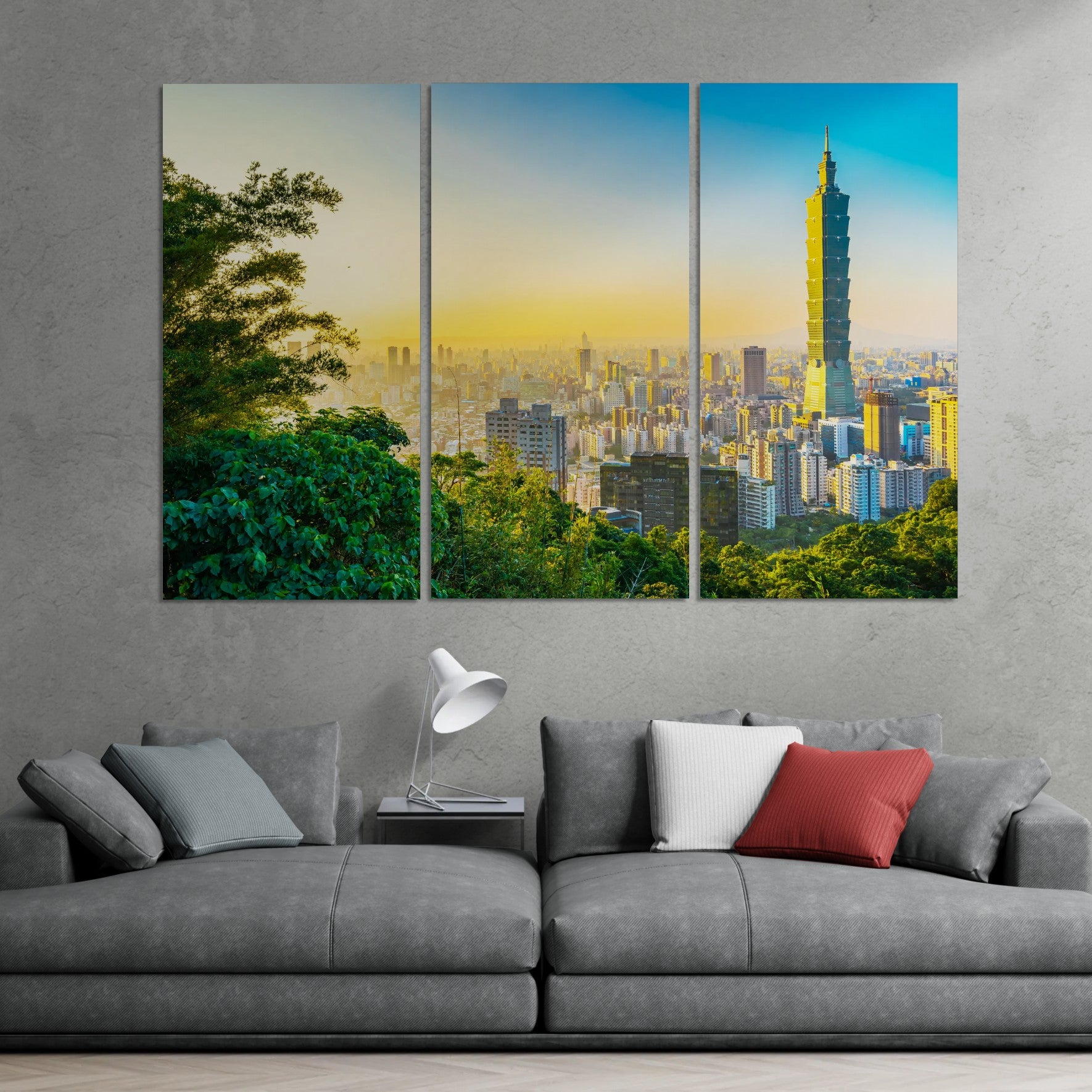 Taiwan Buildings View (3 Panel-II) Landscape Wall Art
