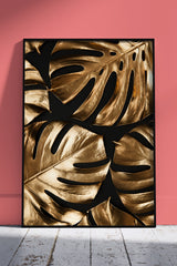 Luxurious Black & Gold Themed Leaf | Black & Gold Poster Wall Art