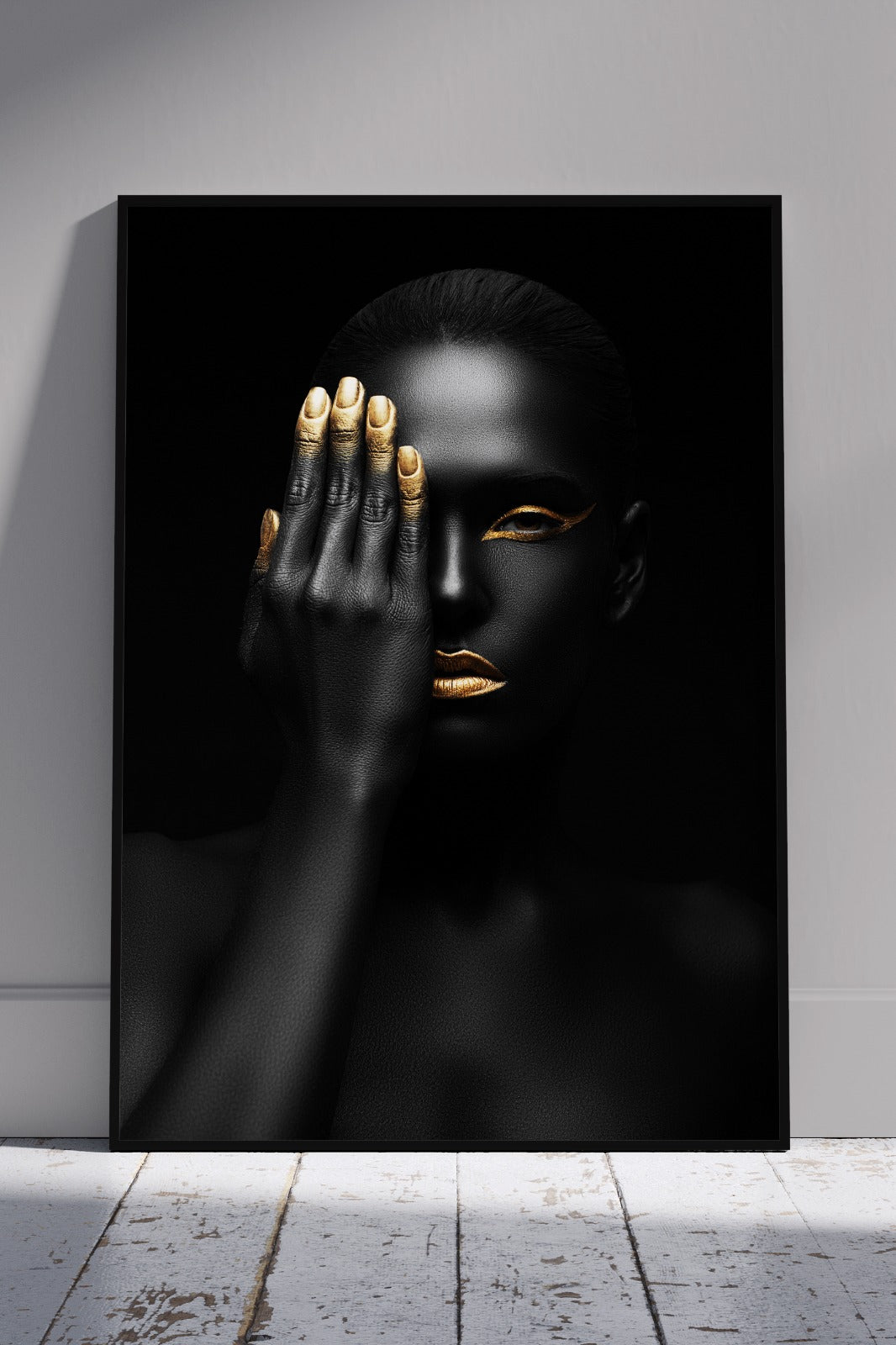 Luxurious Black & Gold Themed Woman Portrait | Black & Gold Poster Wall Art