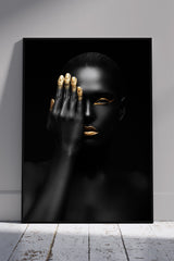 Luxurious Black & Gold Themed Woman Portrait | Black & Gold Poster Wall Art