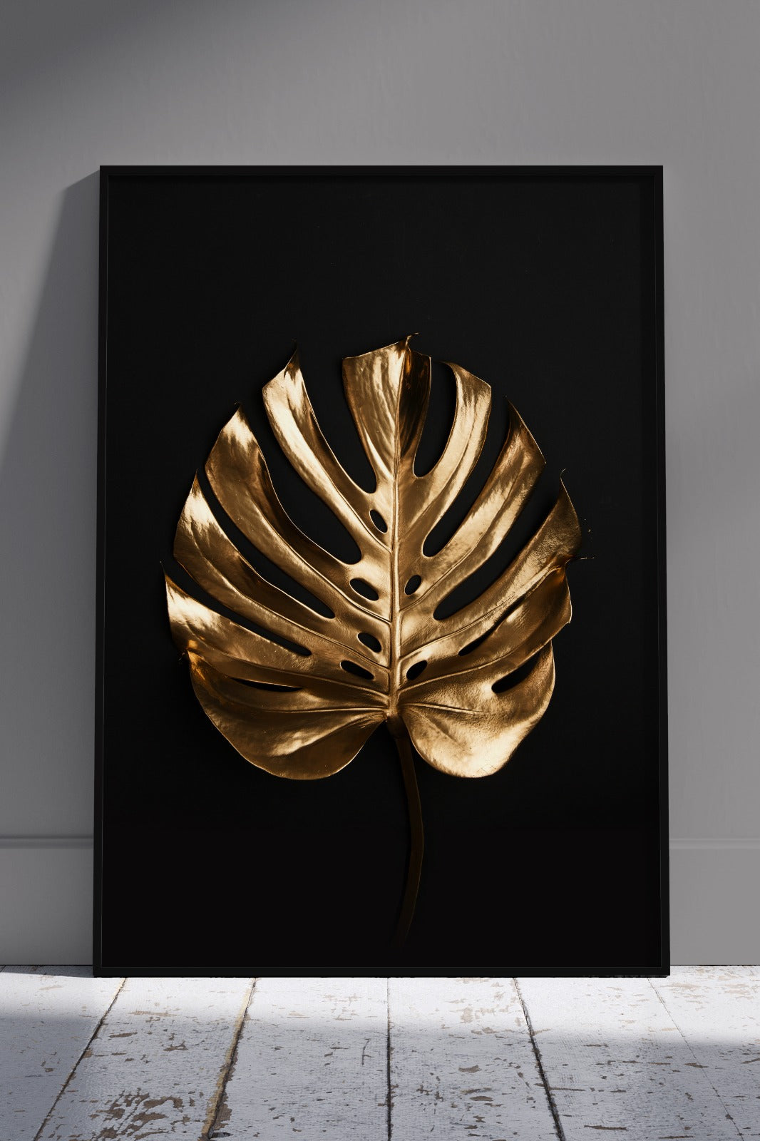 Metal Leaf Texture Portrait 003 | Black & Gold Poster Wall Art