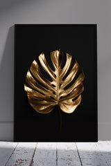 Metal Leaf Texture Portrait 003 | Black & Gold Poster Wall Art