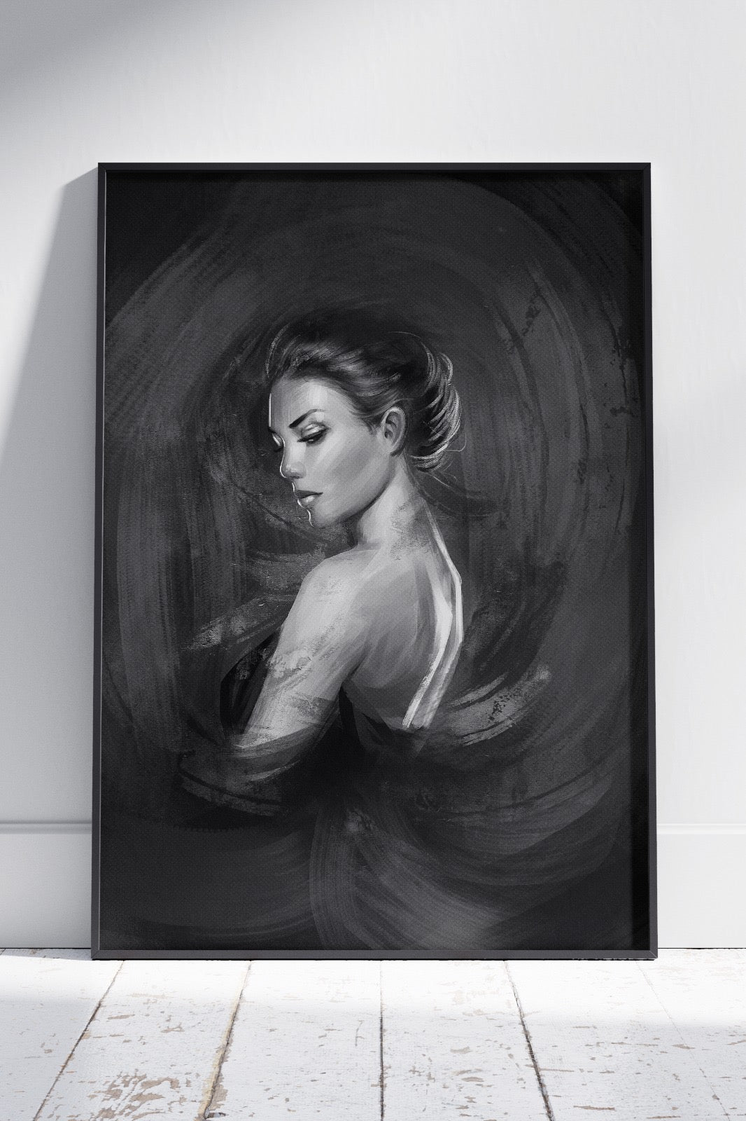 Minimalist Black and White Girl Poster | Ai Artworks Poster Wall Art