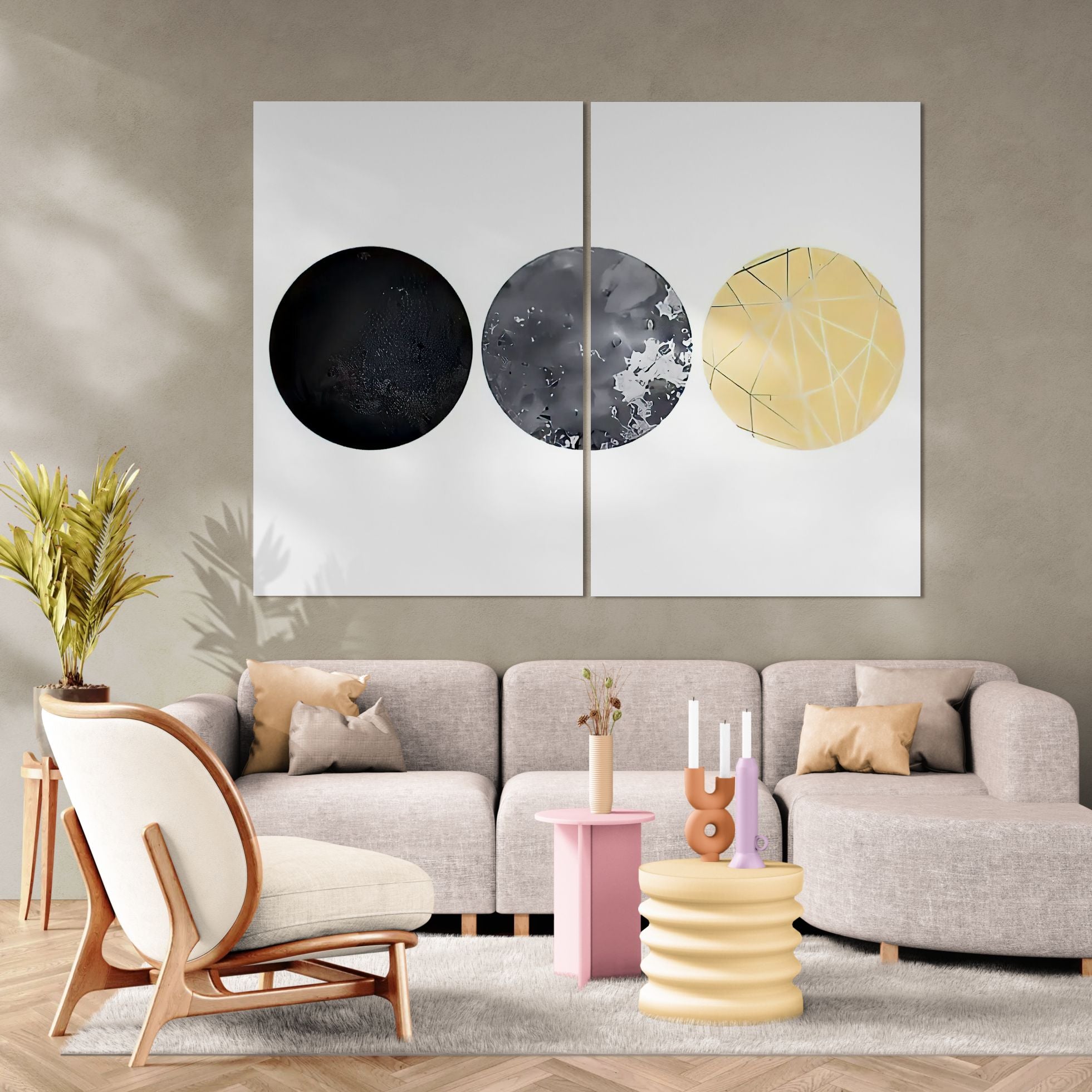 modern minimalist mid century style (2 Panel) Abstract Wall Art
