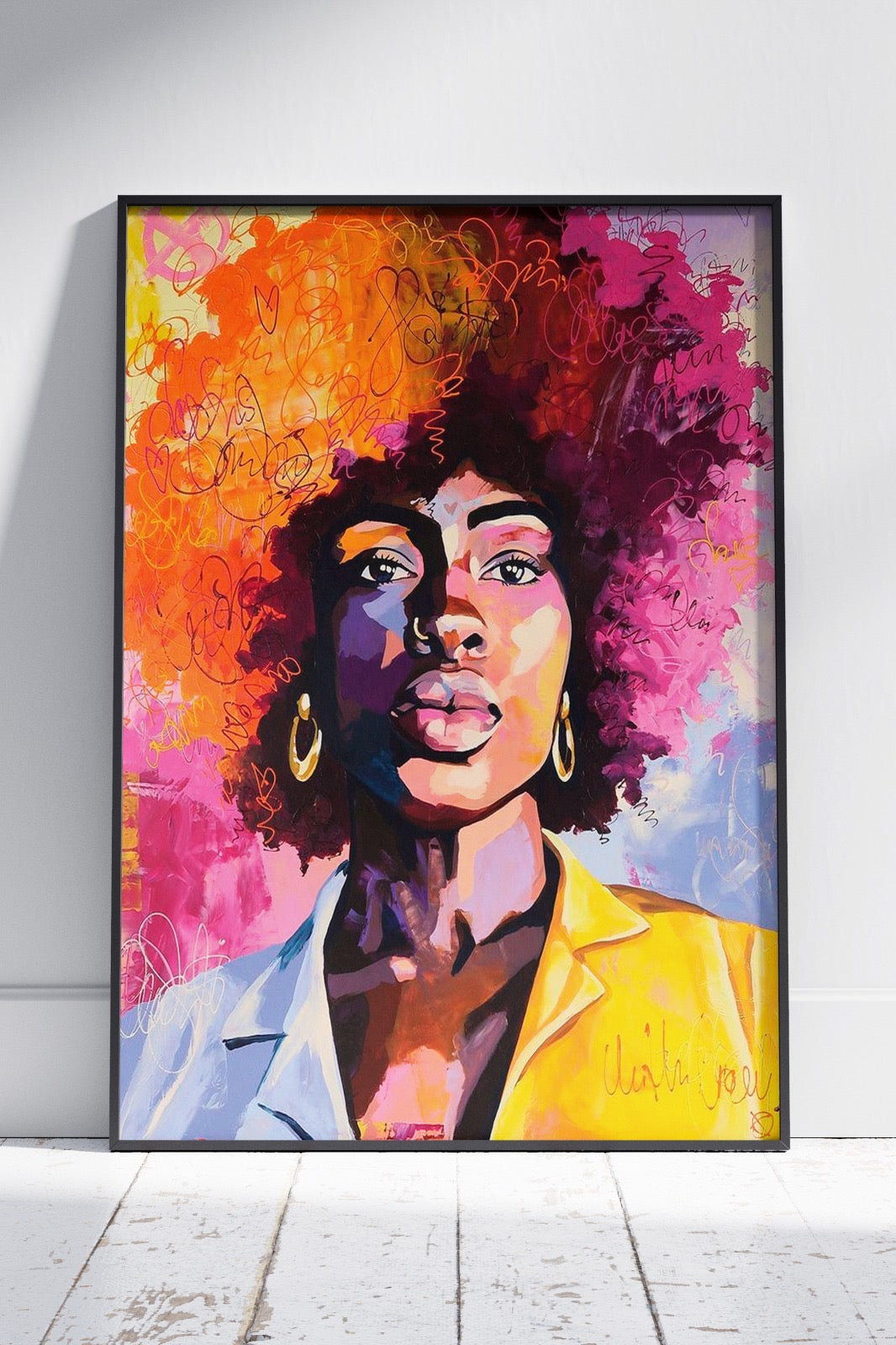 Modern Abstract Black Female Face | Ai Artworks Poster Wall Art