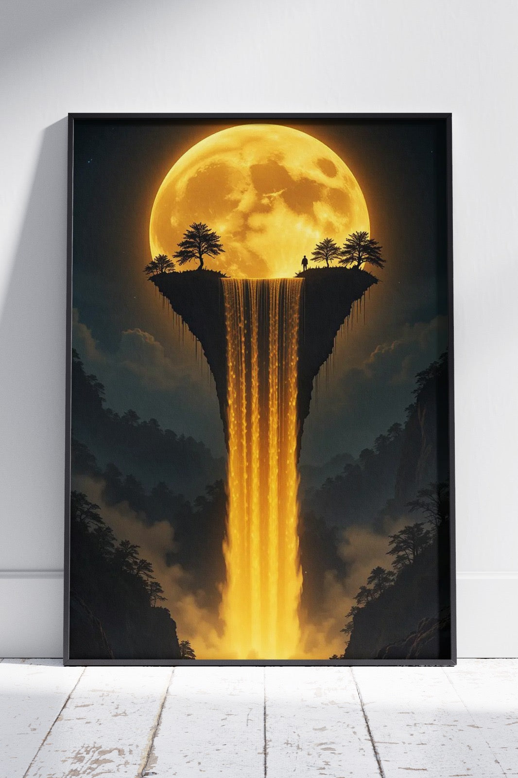 Moon Lake Waterfall | Ai Artworks Poster Wall Art