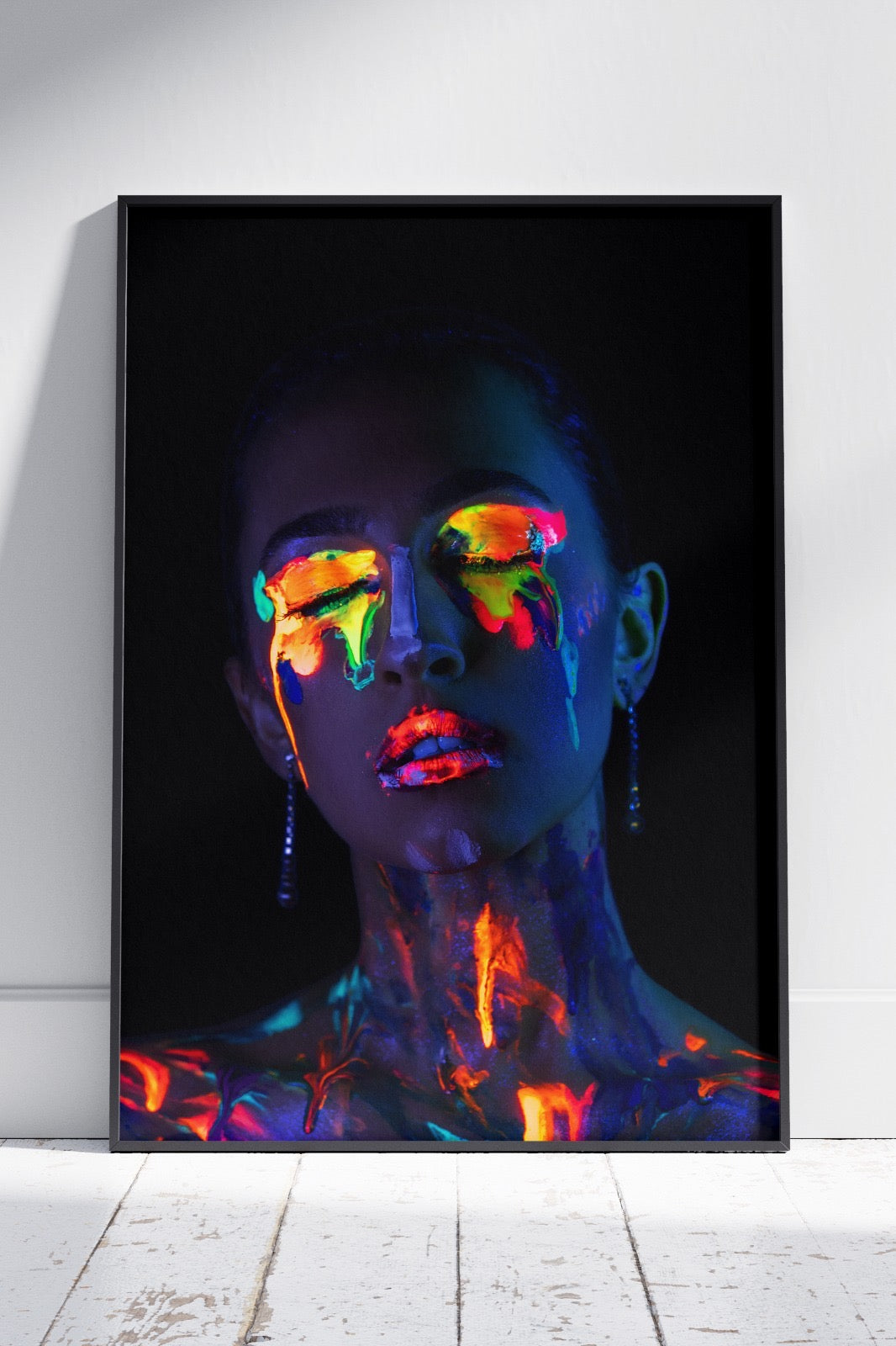 Neon Powder On Girl's Face 003 | Ai Artworks Poster Wall Art