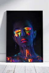 Neon Powder On Girl's Face 003 | Ai Artworks Poster Wall Art