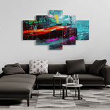 Night City Skyscraper (5 Panel-II) Car Wall Art