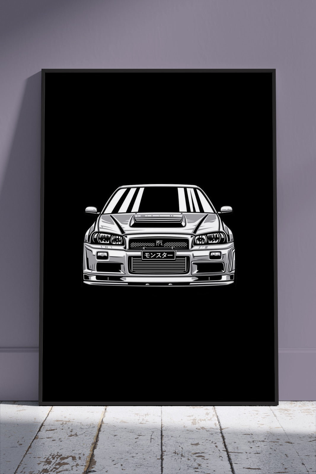 Nissan R34 GTR Black Background | Cars Poster Wall Art