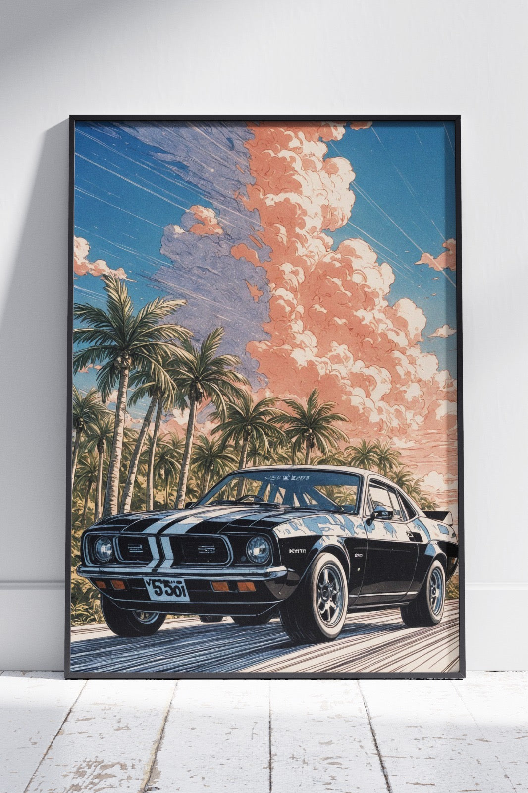 Old Vintage Car In 80s Style Art | Ai Artworks Poster Wall Art