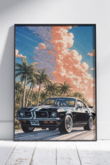 Old Vintage Car In 80s Style Art | Ai Artworks Poster Wall Art