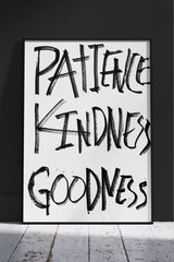 Patience kindness goodness text Poster | Motivational Poster Wall Art