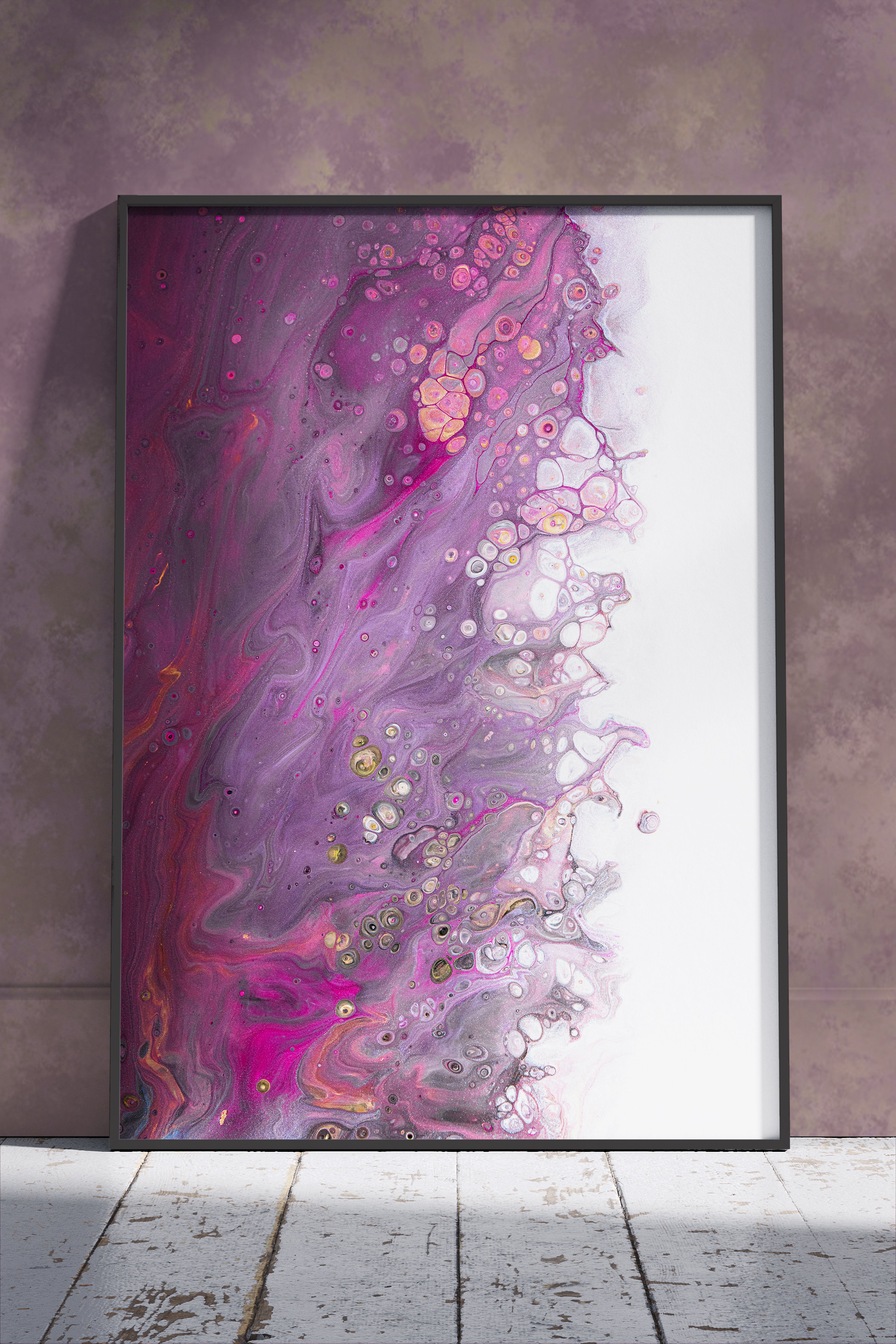 Pink white and black abstract | Poster Wall Art