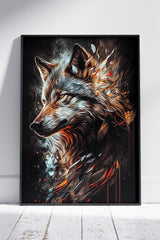 Portrait of a wolf in dark | Animal Poster Wall Art