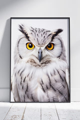 Portrait of bird of prey white snowy owl | Animal Poster Wall Art