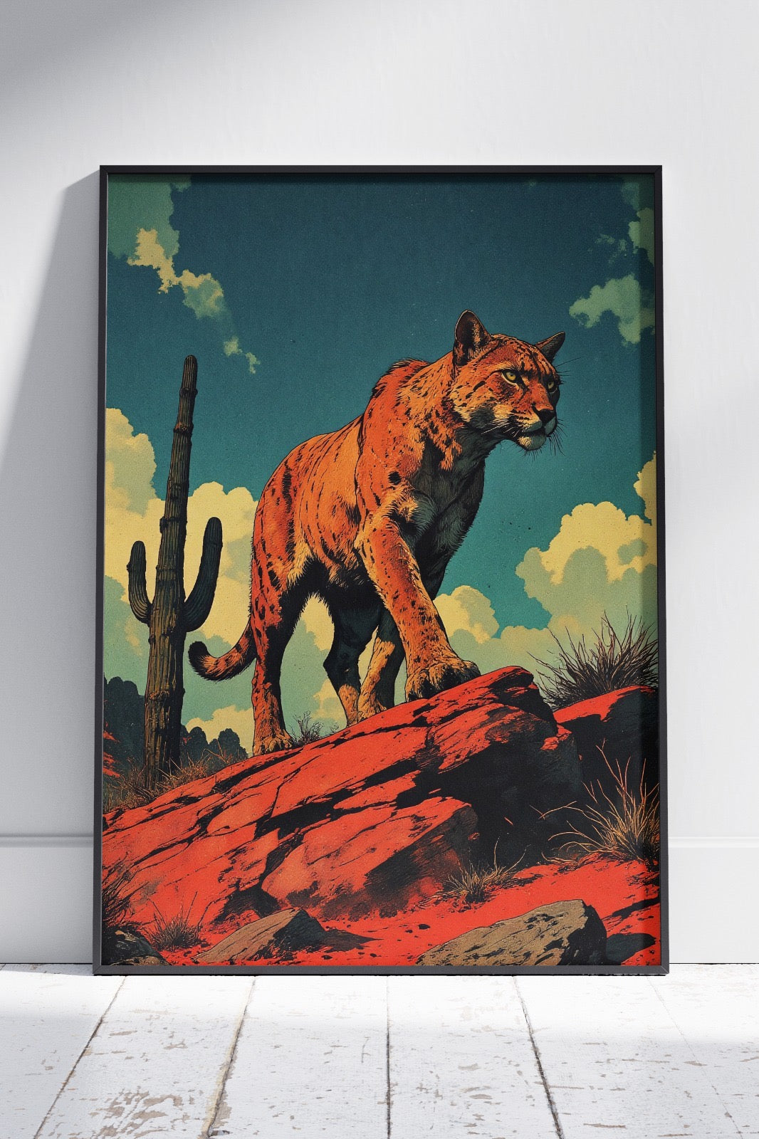 Portrait of cougar in pop art style | Ai Artworks Poster Wall Art