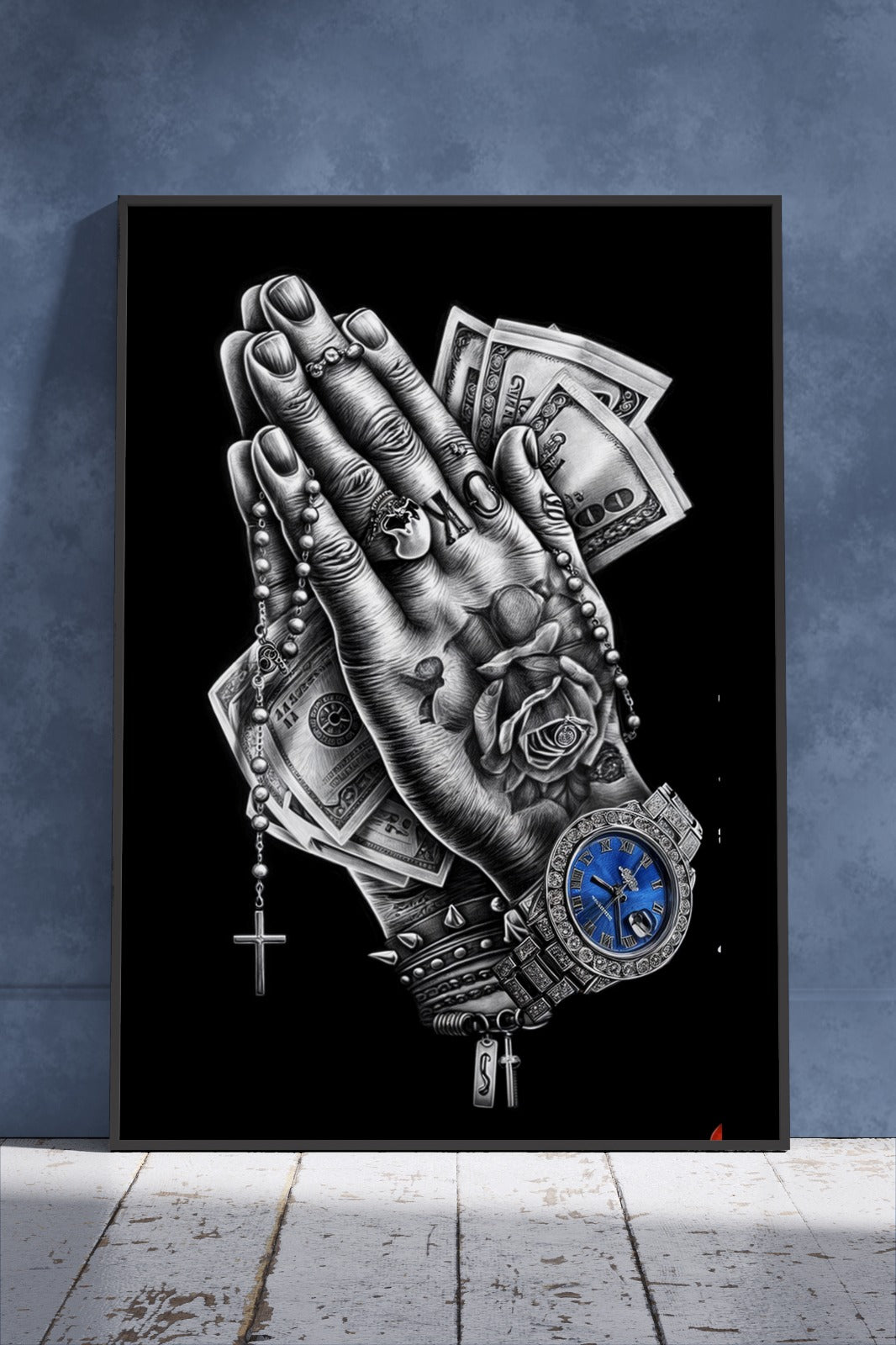 Praying hands with Money | Poster Wall Art