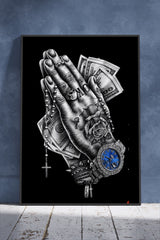 Praying hands with Money | Poster Wall Art