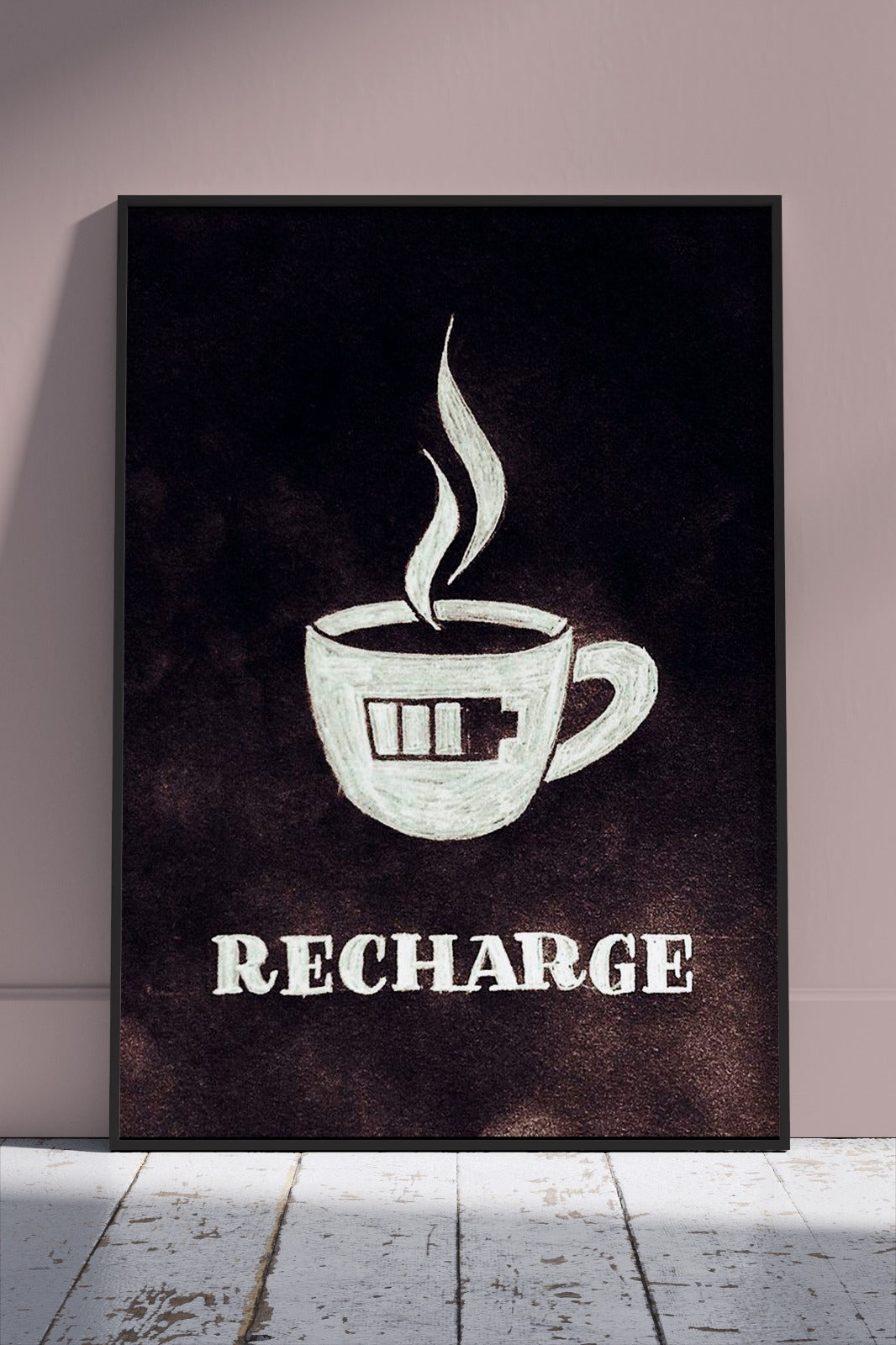 Recharge Coffee & Tea Poster | Kitchen Poster Wall Art
