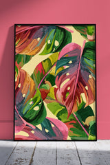 Shiny Tropical Leaves Pastel | Poster Wall Art