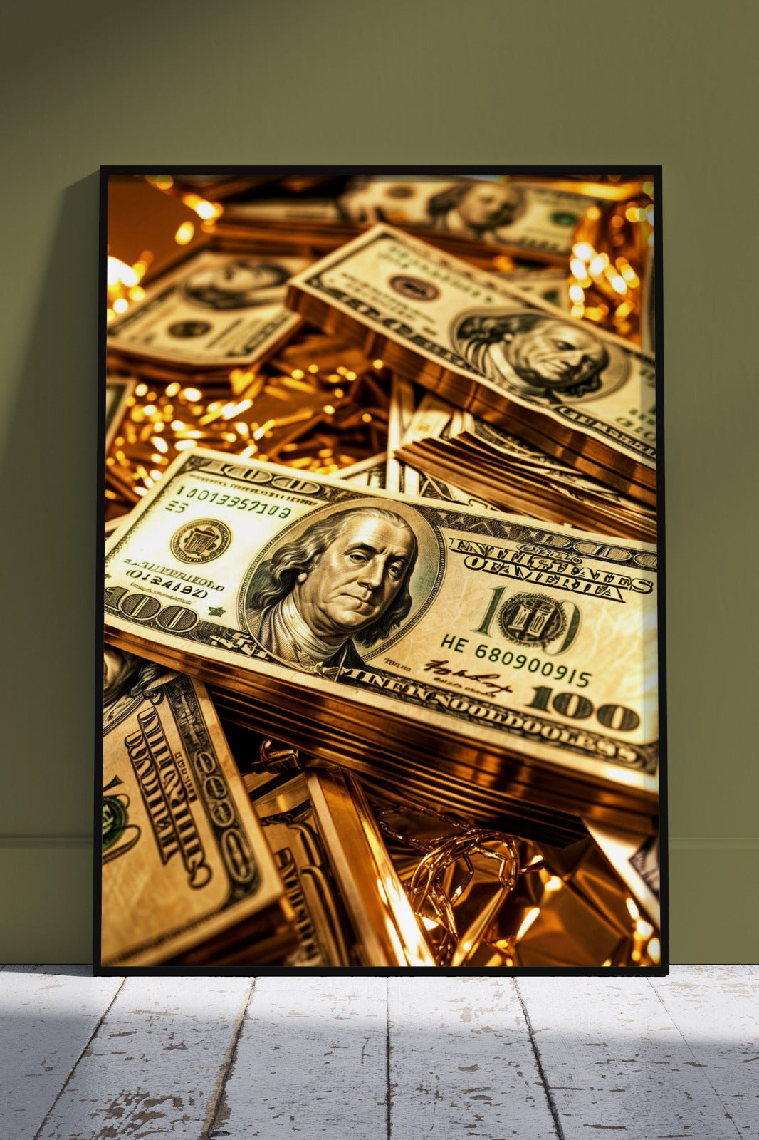 Stacks Of Money Poster | Black & Gold Poster Wall Art