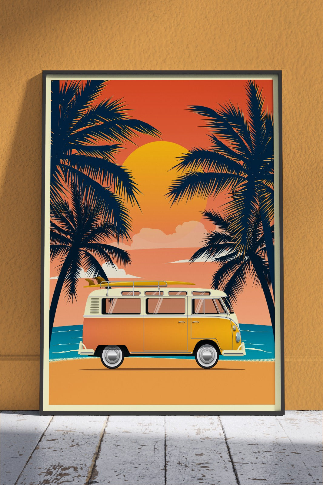 Sunset Beach Vintage Van | Poster Wall Art