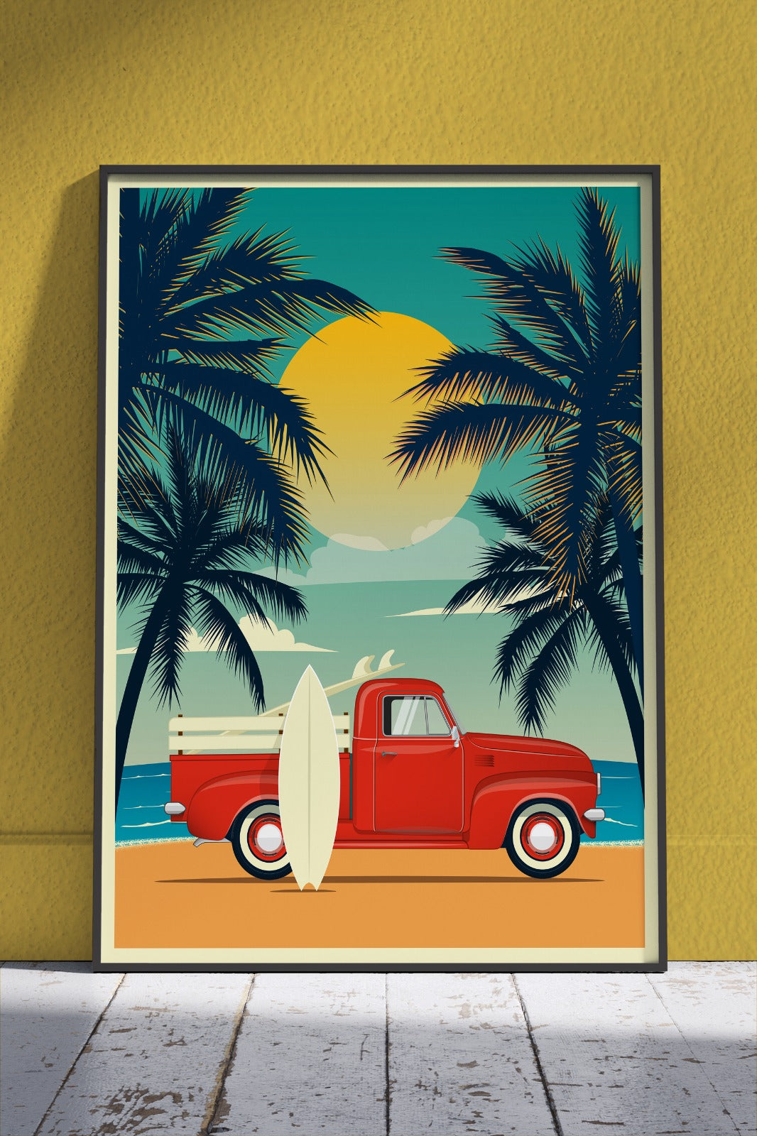 Sunset Beach Vintage Truck | Poster Wall Art