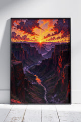 Sunset Majesty Over the Grand Canyon | Ai Artworks Poster Wall Art