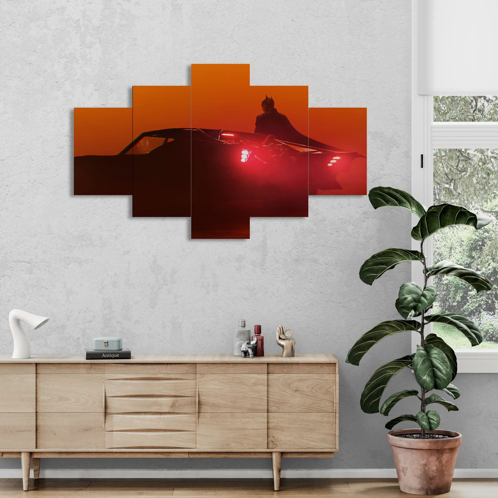 The Batman Red Theme (5 Panel-II) Movie Wall Art