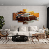 Toyota Supra Sun Flare Background (5 Panel-II) Car Wall Art