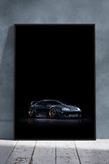 Toyota supra Blue In Black Background | Cars Poster Wall Art
