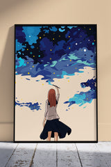 Vector Illustration Girl Standing Holding Brush | Girlish Poster Wall Art