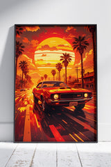 Vintage Sunset Car Poster | Ai Artworks Poster Wall Art