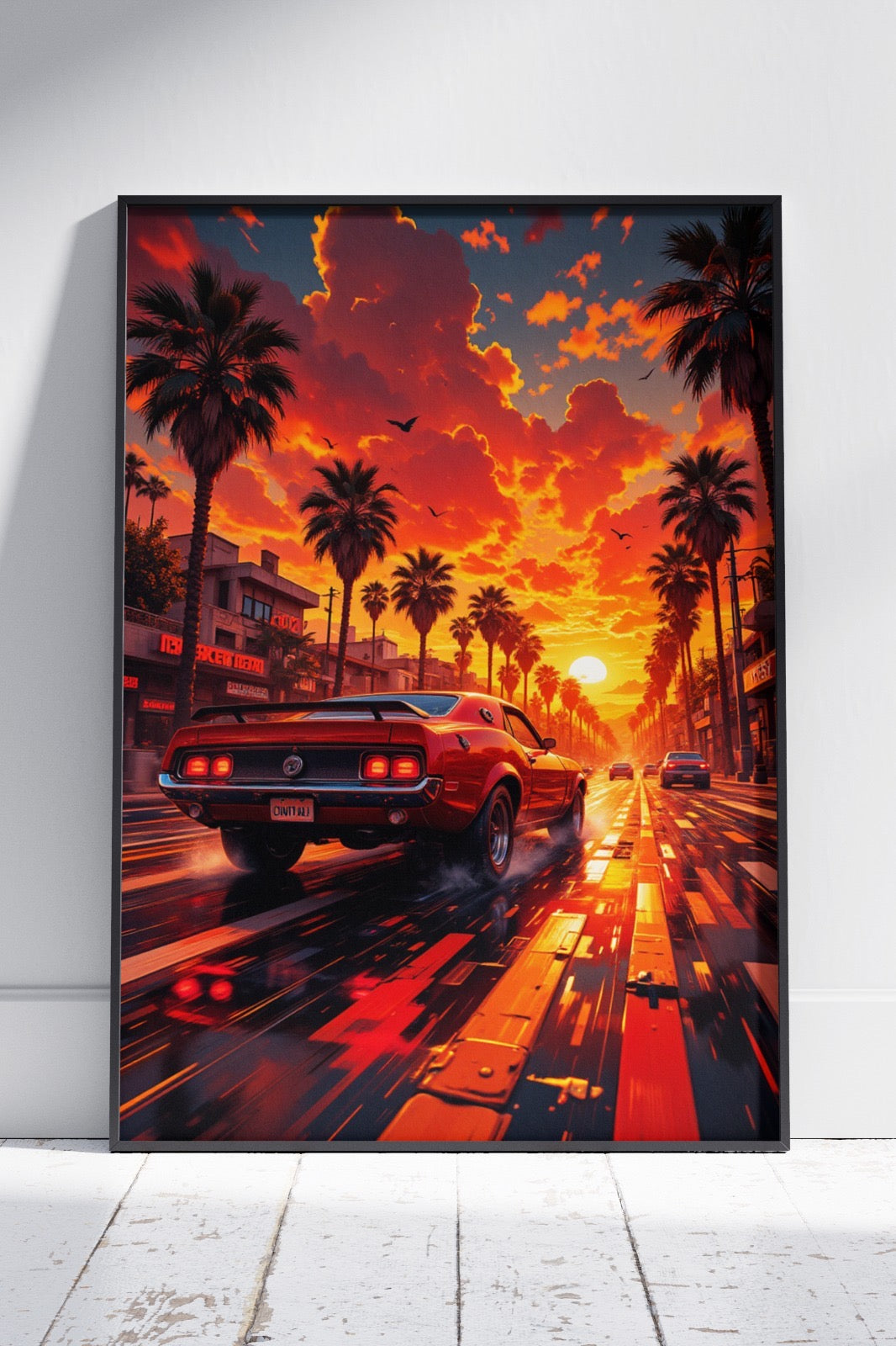 Vintage Sunset Car Poster 002 | Ai Artworks Poster Wall Art