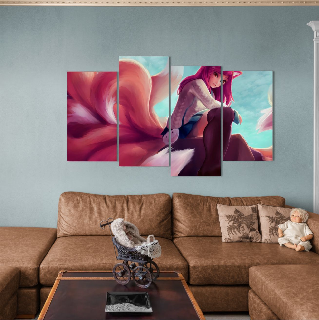 Spirit Blossom Ahri League of Legends (4 Panel-II) Anime Wall Art