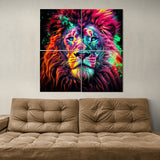 Colorful Lion (4 Panel-II) Square Wall Art